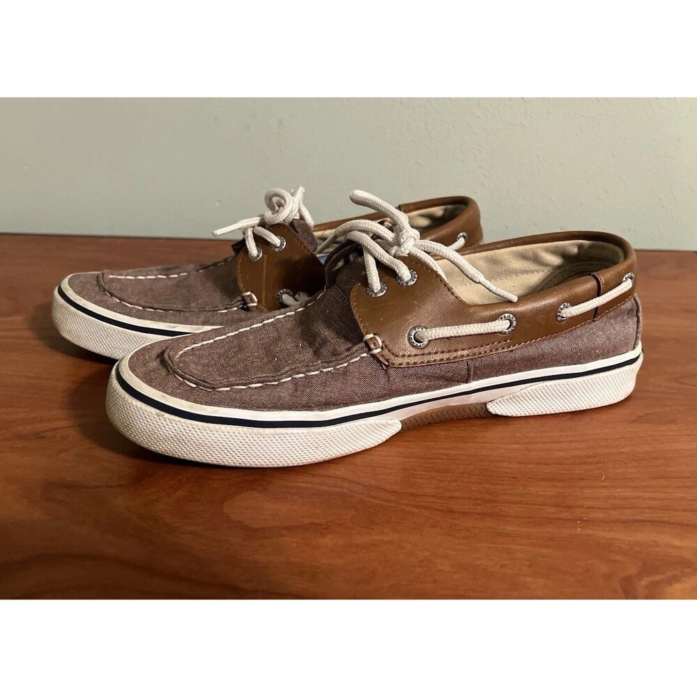 Sperry Top Side Canvas Shoes Brown Lace-Up Mens 8 M